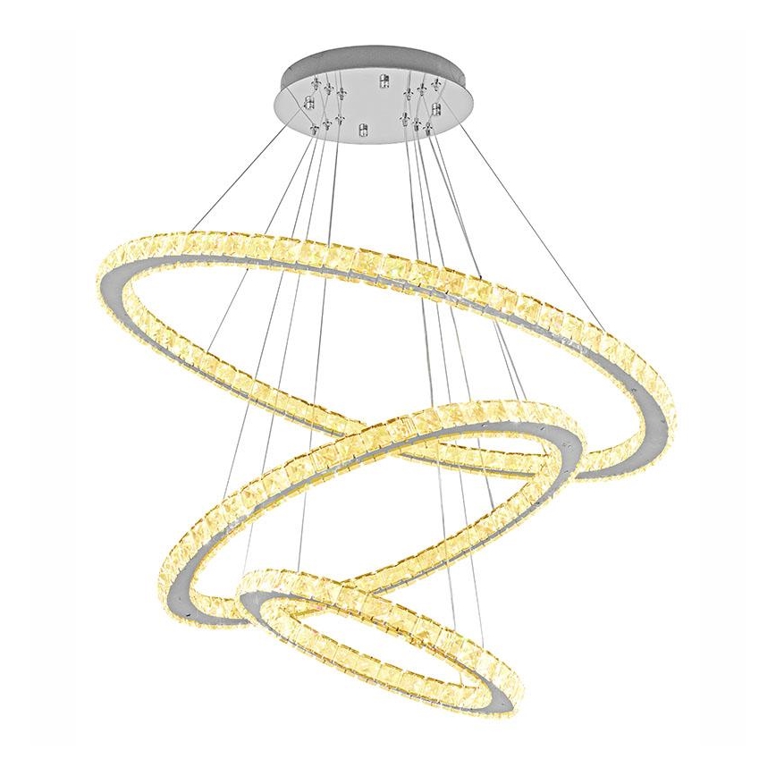 LED Aptumšojama kristāla lustra ar auklu LED/210W/230V 3000-6500K sudraba + tālvadības pults