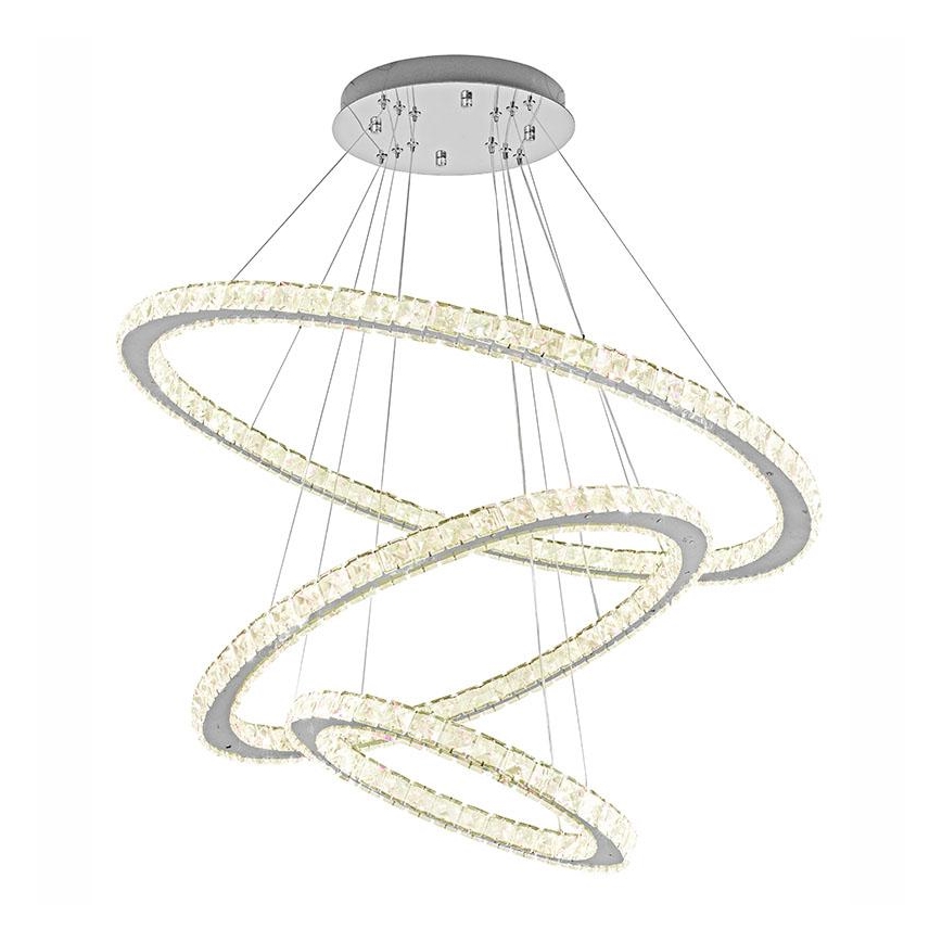 LED Aptumšojama kristāla lustra ar auklu LED/210W/230V 3000-6500K sudraba + tālvadības pults