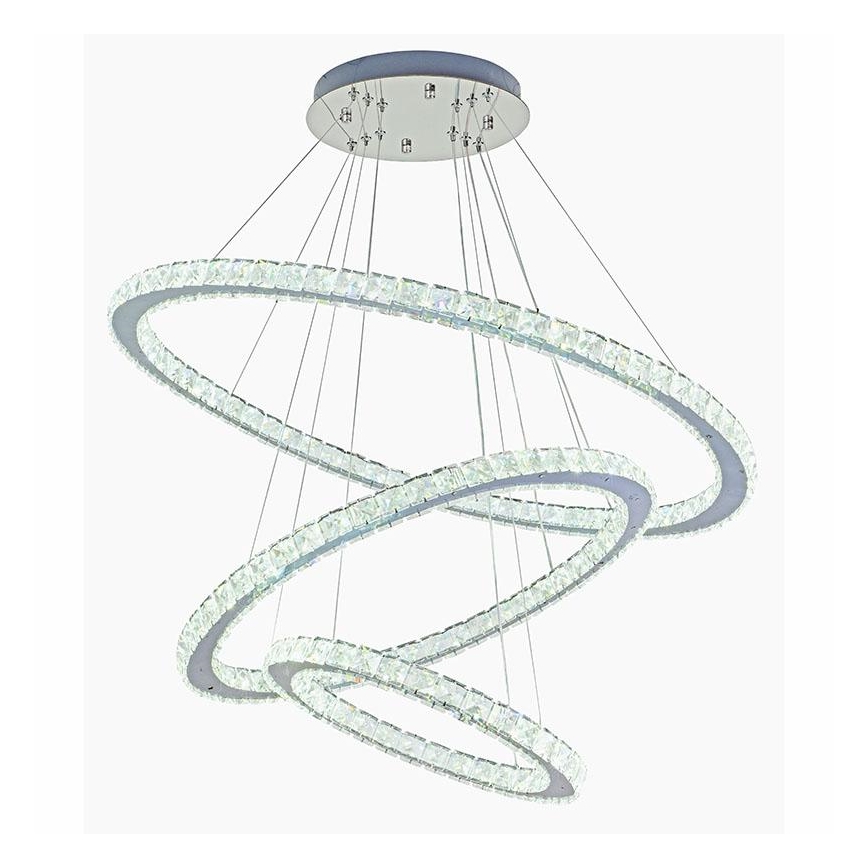 LED Aptumšojama kristāla lustra ar auklu LED/210W/230V 3000-6500K sudraba + tālvadības pults