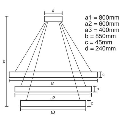 LED Aptumšojama lustra ar auklu LED/220W/230V 3000-6500K + tālvadības pults