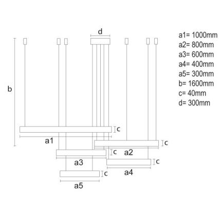LED Aptumšojama lustra ar auklu LED/220W/230V 3000-6500K d. 100 cm + tālvadības pults
