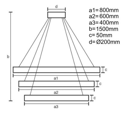 LED Aptumšojama lustra ar auklu LED/235W/230V 3000-6500K + tālvadības pults