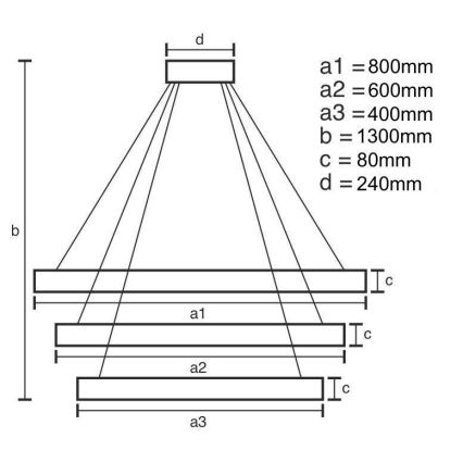 LED Aptumšojama lustra ar auklu LED/240W/230V 3000-6500K + tālvadības pults