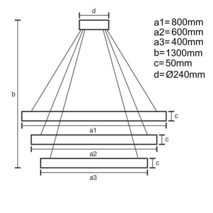 LED Aptumšojama lustra ar auklu LED/250W/230V 3000-6500K + tālvadības pults