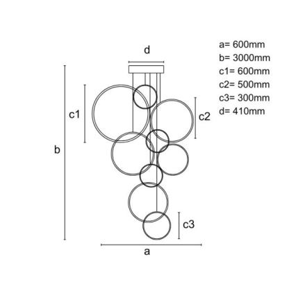 LED Aptumšojama lustra ar auklu LED/290W/230V 3000-6500K d. 60 cm + tālvadības pults