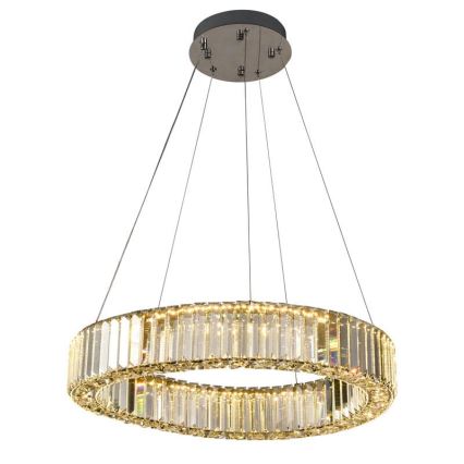 LED Aptumšojama kristāla lustra ar auklu LED/40W/230V 3000-6500K spīdīgi hromēts + tālvadības pults