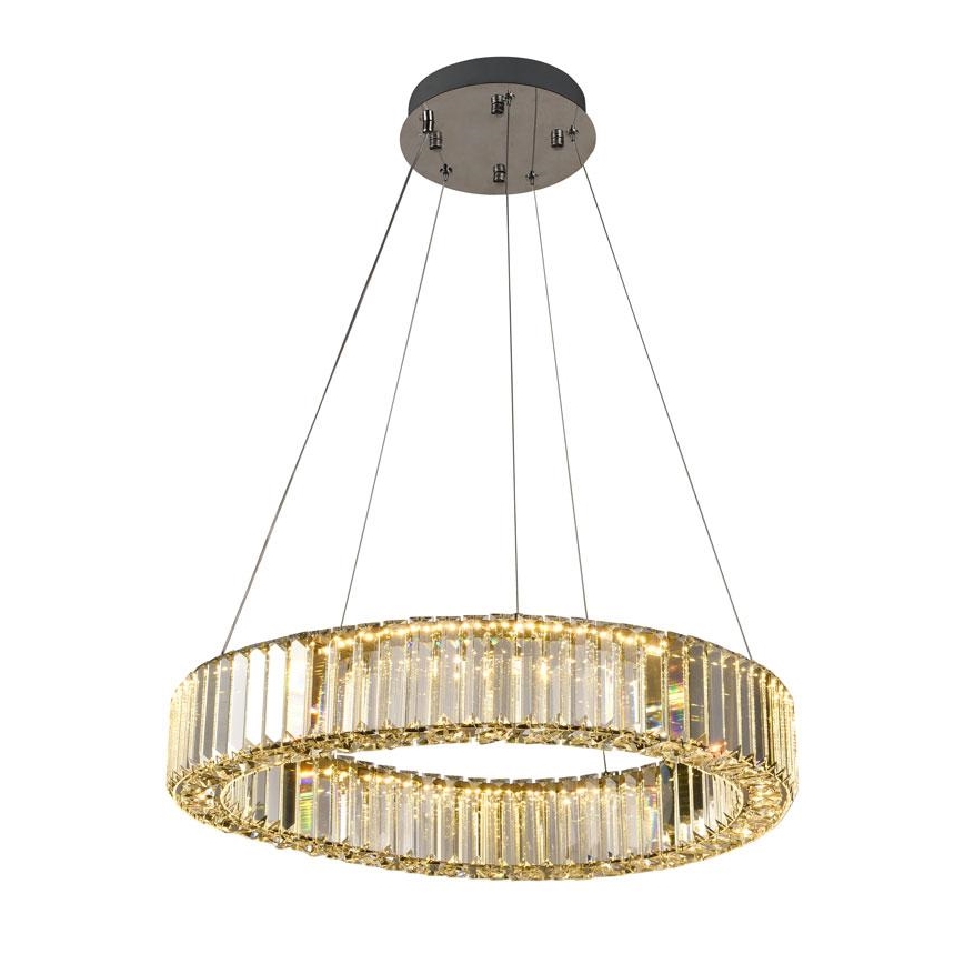 LED Aptumšojama kristāla lustra ar auklu LED/40W/230V 3000-6500K spīdīgi hromēts + tālvadības pults