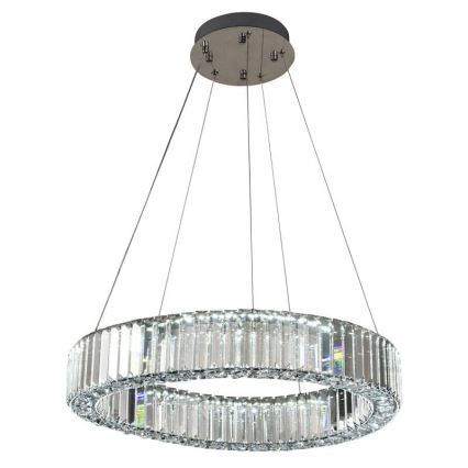 LED Aptumšojama kristāla lustra ar auklu LED/40W/230V 3000-6500K spīdīgi hromēts + tālvadības pults