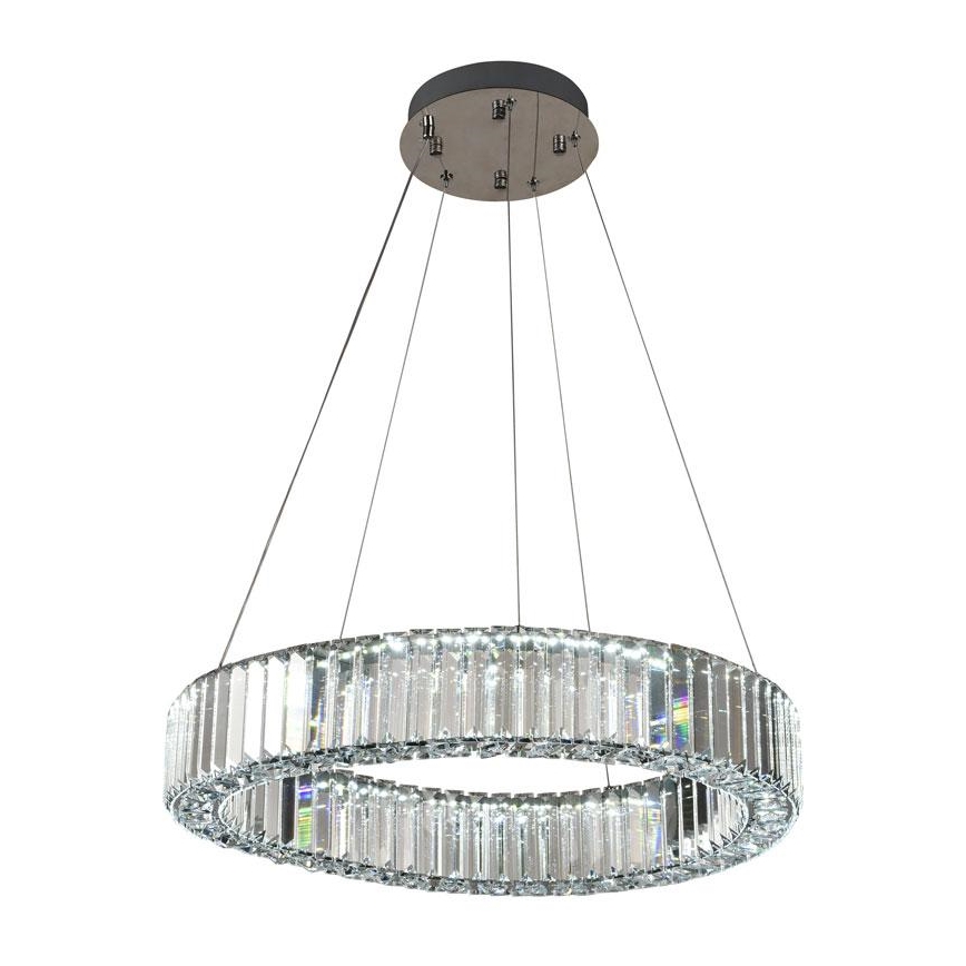 LED Aptumšojama kristāla lustra ar auklu LED/40W/230V 3000-6500K spīdīgi hromēts + tālvadības pults