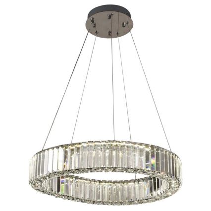 LED Aptumšojama kristāla lustra ar auklu LED/40W/230V 3000-6500K spīdīgi hromēts + tālvadības pults
