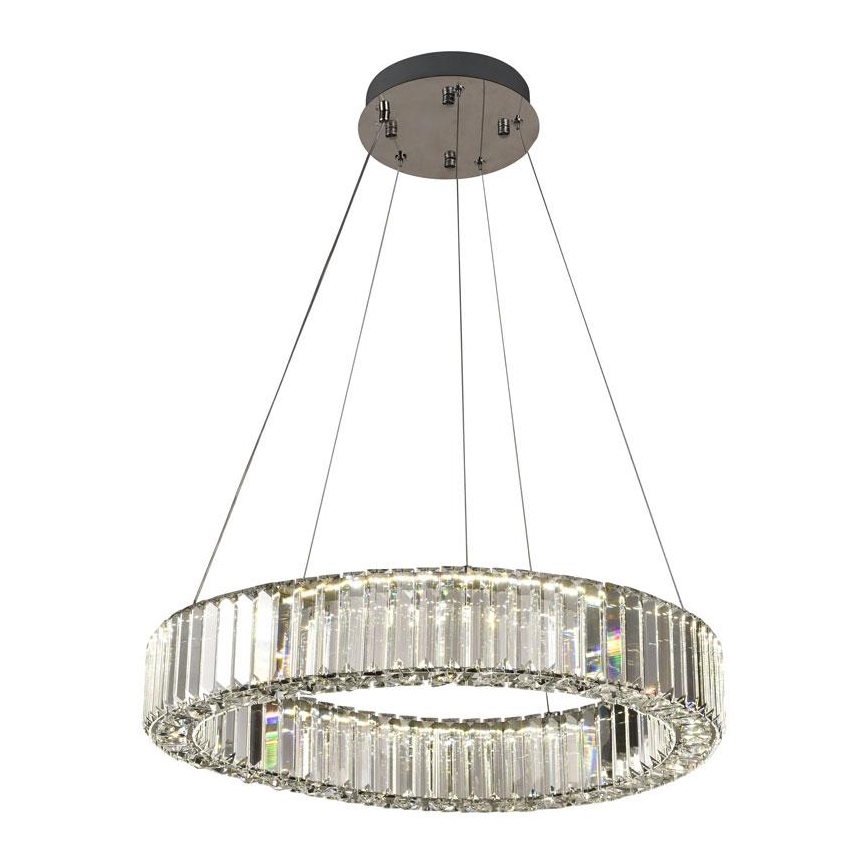 LED Aptumšojama kristāla lustra ar auklu LED/40W/230V 3000-6500K spīdīgi hromēts + tālvadības pults