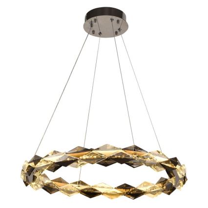 LED Aptumšojama kristāla lustra ar auklu LED/40W/230V 3000-6500K spīdīgi hromēts + tālvadības pults