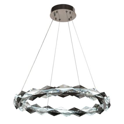 LED Aptumšojama kristāla lustra ar auklu LED/40W/230V 3000-6500K spīdīgi hromēts + tālvadības pults