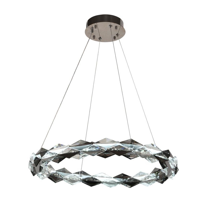 LED Aptumšojama kristāla lustra ar auklu LED/40W/230V 3000-6500K spīdīgi hromēts + tālvadības pults