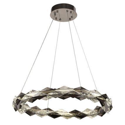 LED Aptumšojama kristāla lustra ar auklu LED/40W/230V 3000-6500K spīdīgi hromēts + tālvadības pults