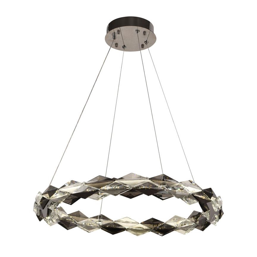 LED Aptumšojama kristāla lustra ar auklu LED/40W/230V 3000-6500K spīdīgi hromēts + tālvadības pults