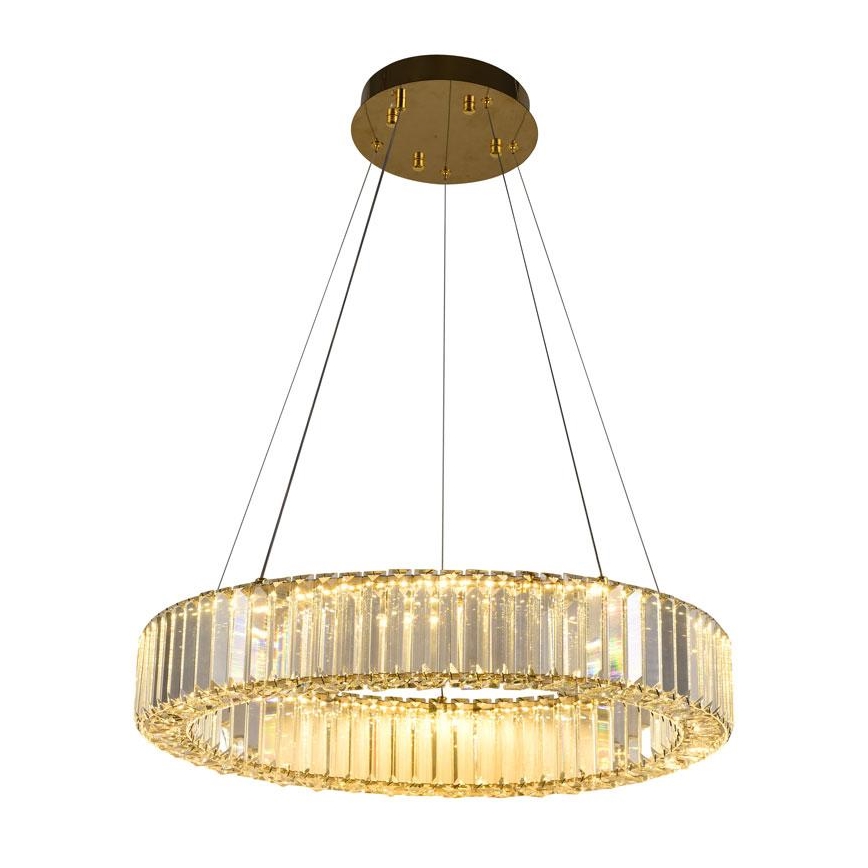 LED Aptumšojama kristāla lustra ar auklu LED/40W/230V 3000-6500K hroms/zelta + tālvadības pults