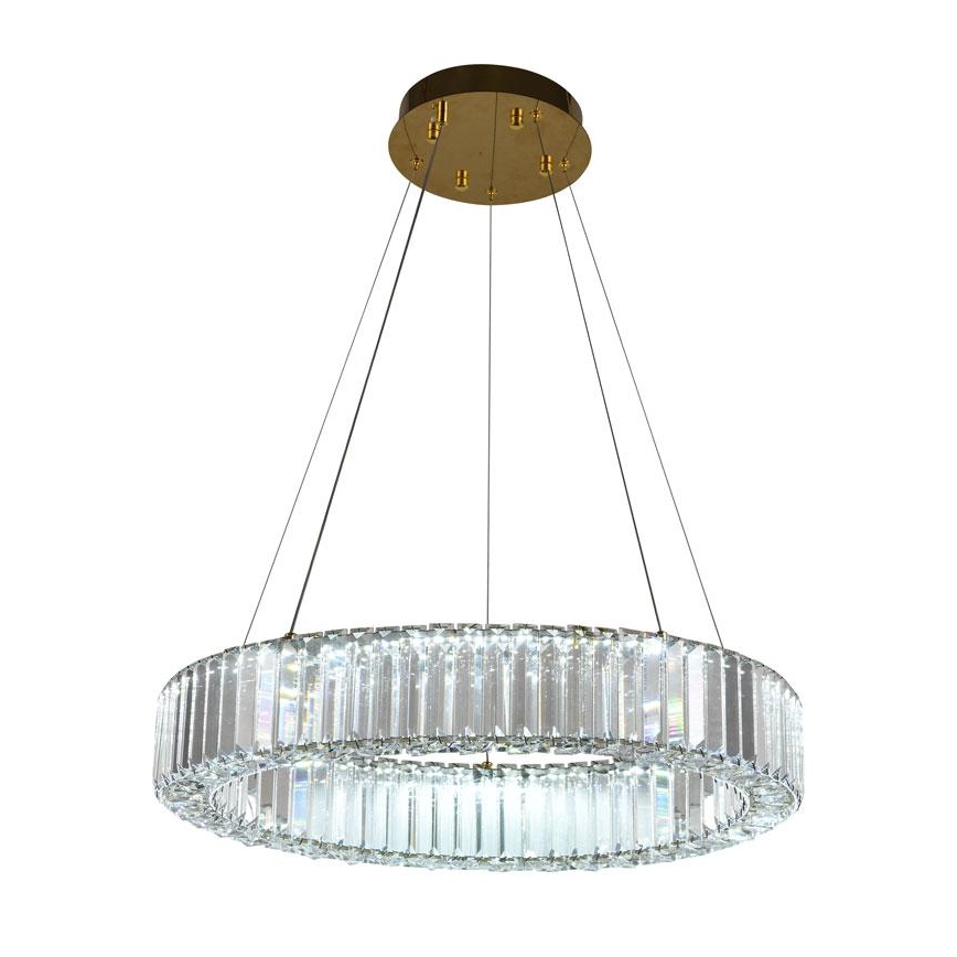 LED Aptumšojama kristāla lustra ar auklu LED/40W/230V 3000-6500K hroms/zelta + tālvadības pults