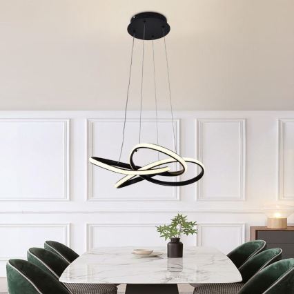 LED Aptumšojama lustra ar auklu LED/40W/230V 3000-6500K d. 48 cm melna + tālvadības pults