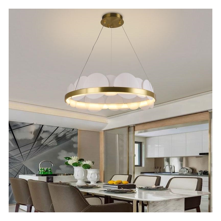 LED Aptumšojama lustra ar auklu LED/40W/230V 3000-6500K zelta + tālvadības pults