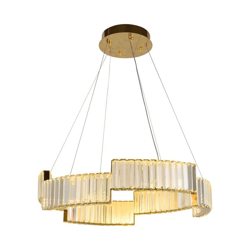 LED Aptumšojama kristāla lustra ar auklu LED/40W/230V 3000-6500K zelta + tālvadības pults