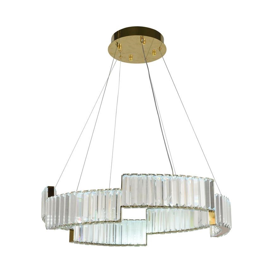 LED Aptumšojama kristāla lustra ar auklu LED/40W/230V 3000-6500K zelta + tālvadības pults
