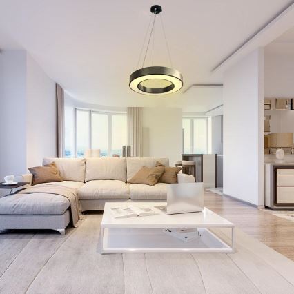 LED Aptumšojama lustra ar auklu LED/45W/230V 3000-6500K melna + tālvadības pults