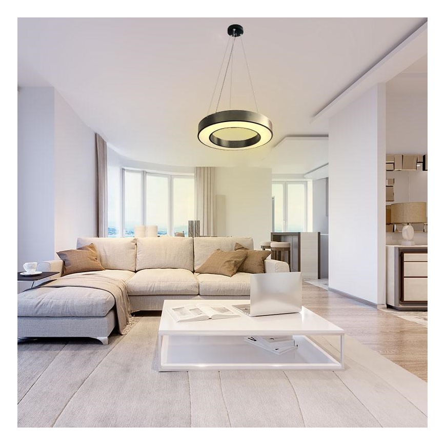 LED Aptumšojama lustra ar auklu LED/45W/230V 3000-6500K melna + tālvadības pults