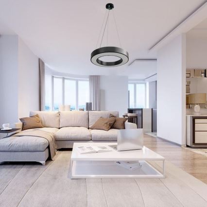 LED Aptumšojama lustra ar auklu LED/45W/230V 3000-6500K melna + tālvadības pults