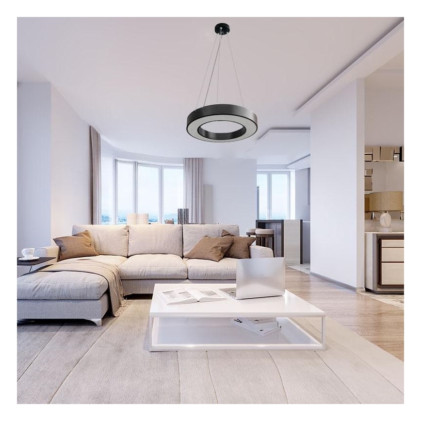 LED Aptumšojama lustra ar auklu LED/45W/230V 3000-6500K melna + tālvadības pults