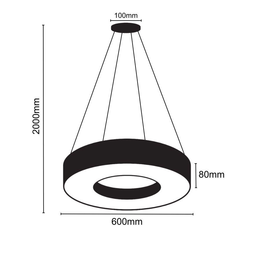LED Aptumšojama lustra ar auklu LED/45W/230V 3000-6500K melna + tālvadības pults