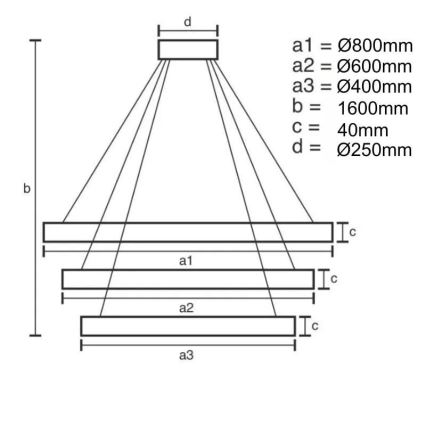 LED Aptumšojama lustra ar auklu LED/45W/230V 3000-6500K + tālvadības pults