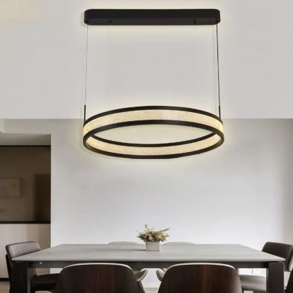 LED Aptumšojama lustra ar auklu LED/45W/230V 3000-6500K d. 60 cm melna + tālvadības pults