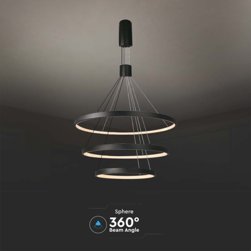LED Aptumšojama lustra ar auklu LED/46W/230V 3000K melna