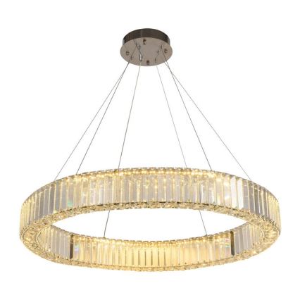 LED Aptumšojama kristāla lustra ar auklu LED/50W/230V 3000-6500K spīdīgi hromēts + tālvadības pults