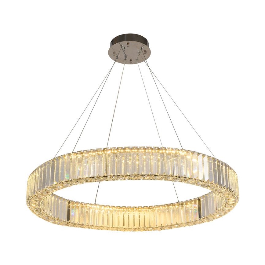 LED Aptumšojama kristāla lustra ar auklu LED/50W/230V 3000-6500K spīdīgi hromēts + tālvadības pults