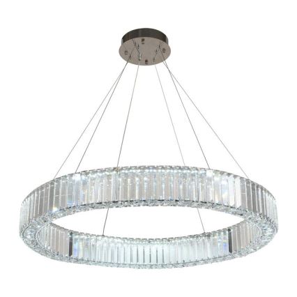 LED Aptumšojama kristāla lustra ar auklu LED/50W/230V 3000-6500K spīdīgi hromēts + tālvadības pults