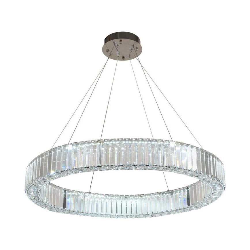 LED Aptumšojama kristāla lustra ar auklu LED/50W/230V 3000-6500K spīdīgi hromēts + tālvadības pults