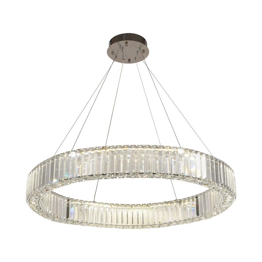 LED Aptumšojama kristāla lustra ar auklu LED/50W/230V 3000-6500K spīdīgi hromēts + tālvadības pults
