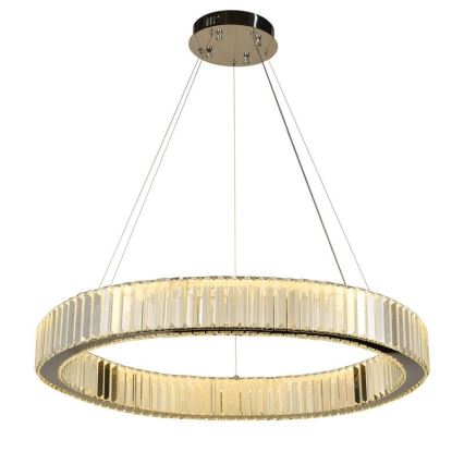 LED Aptumšojama kristāla lustra ar auklu LED/50W/230V 3000-6500K spīdīgi hromēts + tālvadības pults