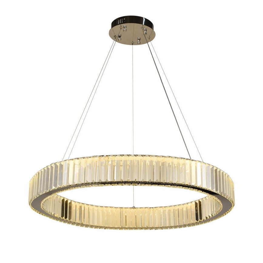 LED Aptumšojama kristāla lustra ar auklu LED/50W/230V 3000-6500K spīdīgi hromēts + tālvadības pults
