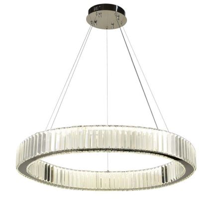 LED Aptumšojama kristāla lustra ar auklu LED/50W/230V 3000-6500K spīdīgi hromēts + tālvadības pults