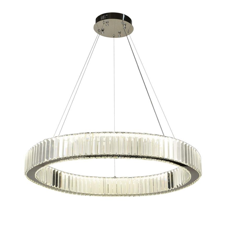 LED Aptumšojama kristāla lustra ar auklu LED/50W/230V 3000-6500K spīdīgi hromēts + tālvadības pults
