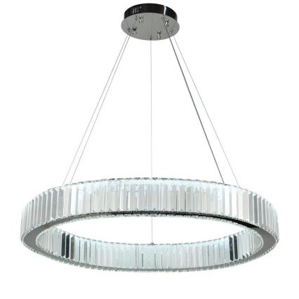 LED Aptumšojama kristāla lustra ar auklu LED/50W/230V 3000-6500K spīdīgi hromēts + tālvadības pults