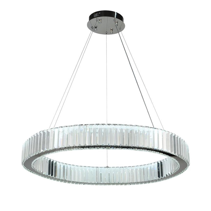 LED Aptumšojama kristāla lustra ar auklu LED/50W/230V 3000-6500K spīdīgi hromēts + tālvadības pults
