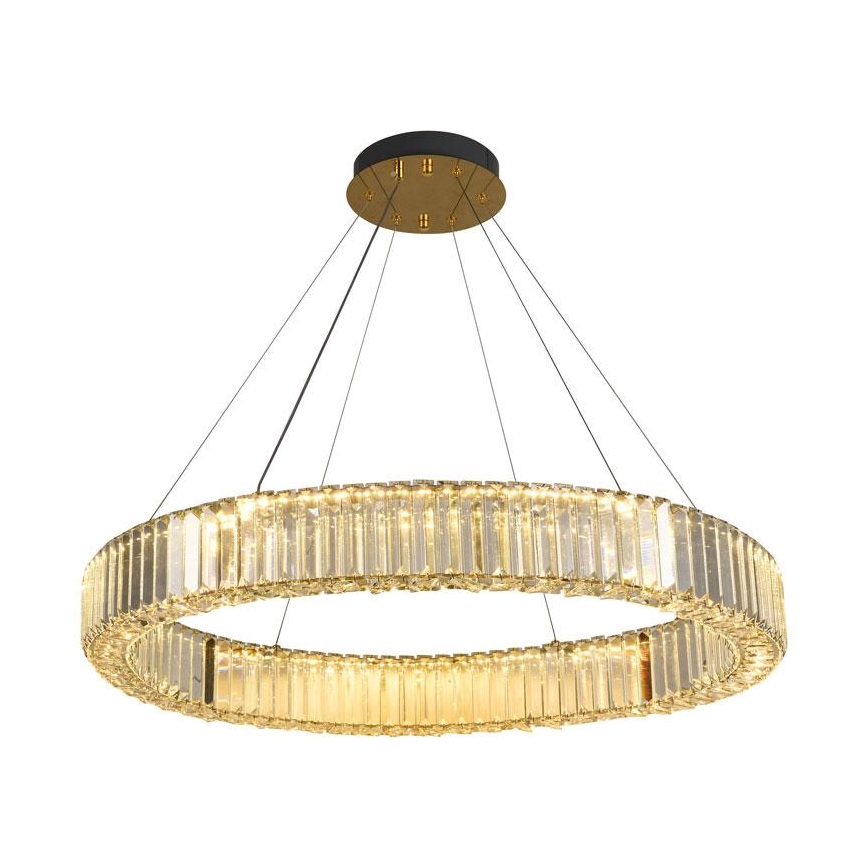 LED Aptumšojama kristāla lustra ar auklu LED/50W/230V 3000-6500K hroms/zelta + tālvadības pults