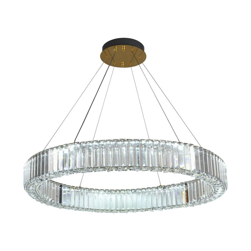 LED Aptumšojama kristāla lustra ar auklu LED/50W/230V 3000-6500K hroms/zelta + tālvadības pults