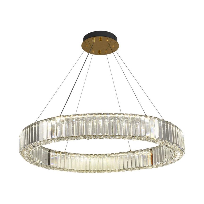 LED Aptumšojama kristāla lustra ar auklu LED/50W/230V 3000-6500K hroms/zelta + tālvadības pults