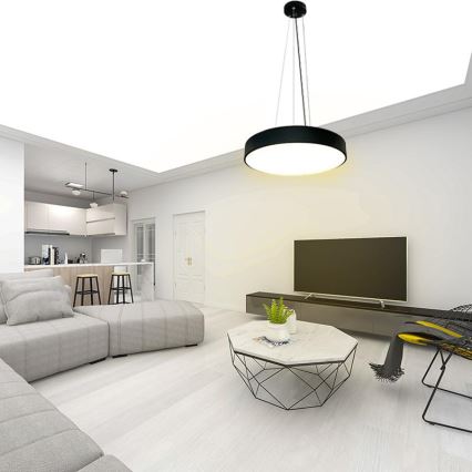 LED Aptumšojama lustra ar auklu LED/50W/230V 3000-6500K melna + tālvadības pults
