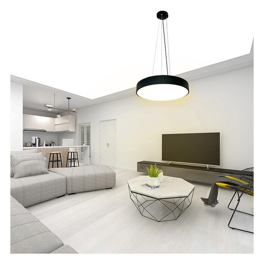 LED Aptumšojama lustra ar auklu LED/50W/230V 3000-6500K melna + tālvadības pults
